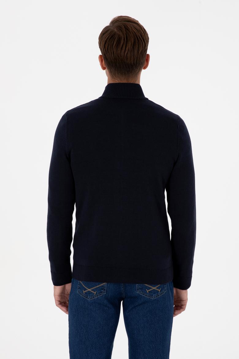 Erkek Slim Fit Lacivert Basic Triko Hırka - 50313688017