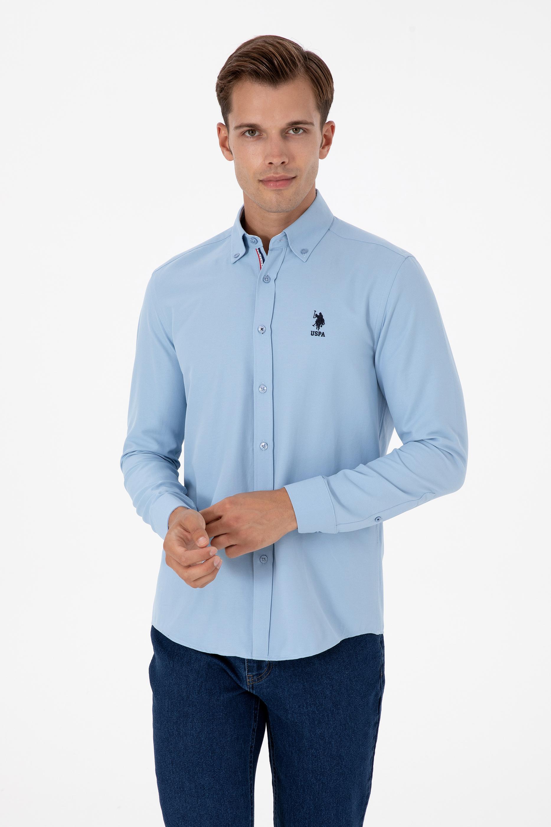 Erkek Açık Mavi Uzun Kollu Gömlek