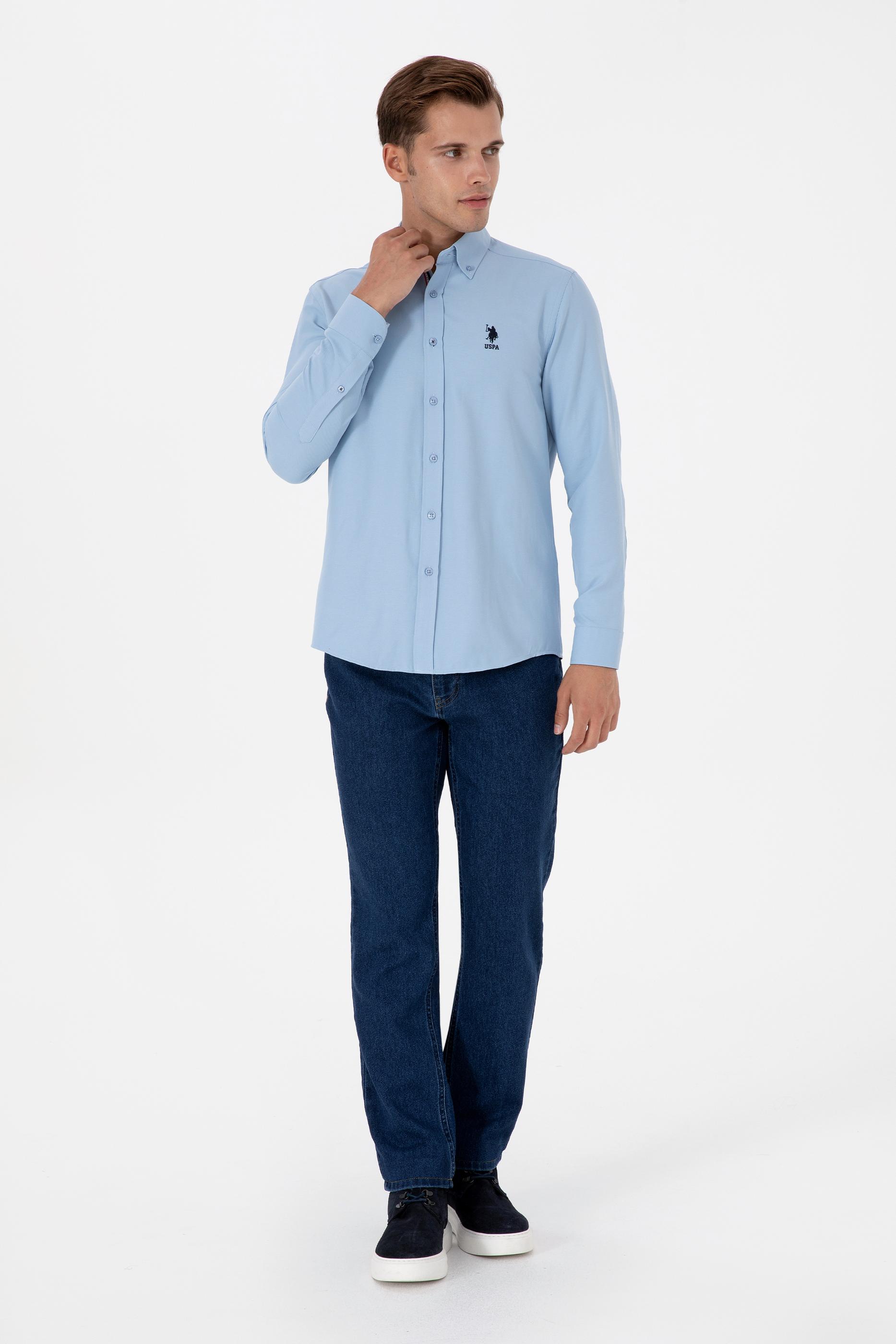 Erkek Açık Mavi Uzun Kollu Gömlek