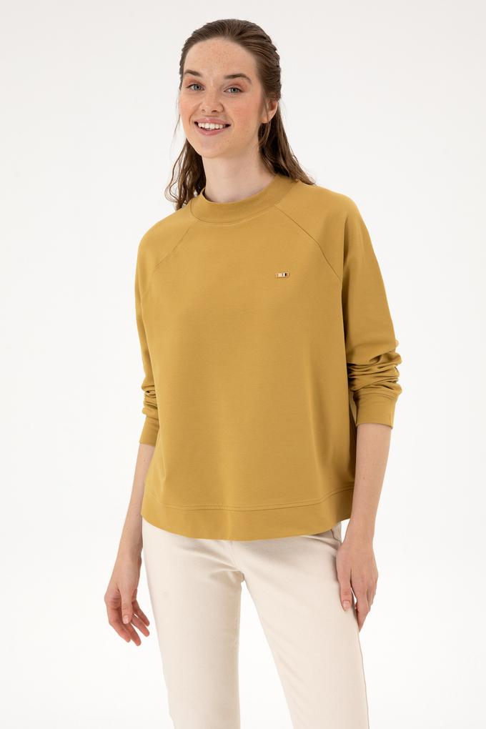Kadın Camel Regular Bisiklet Yaka Basic Sweatshırt