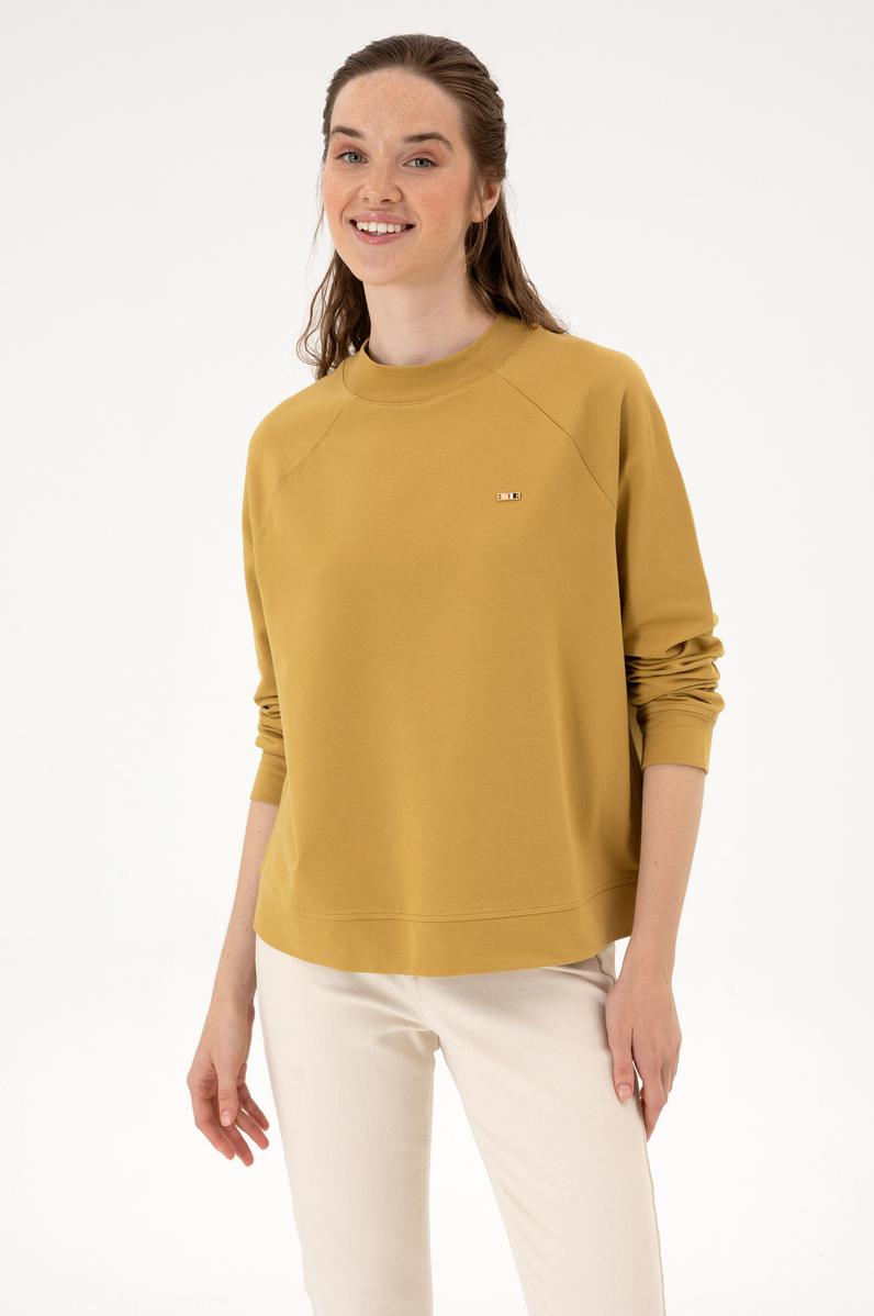 Kadın Camel Regular Bisiklet Yaka Basic Sweatshırt