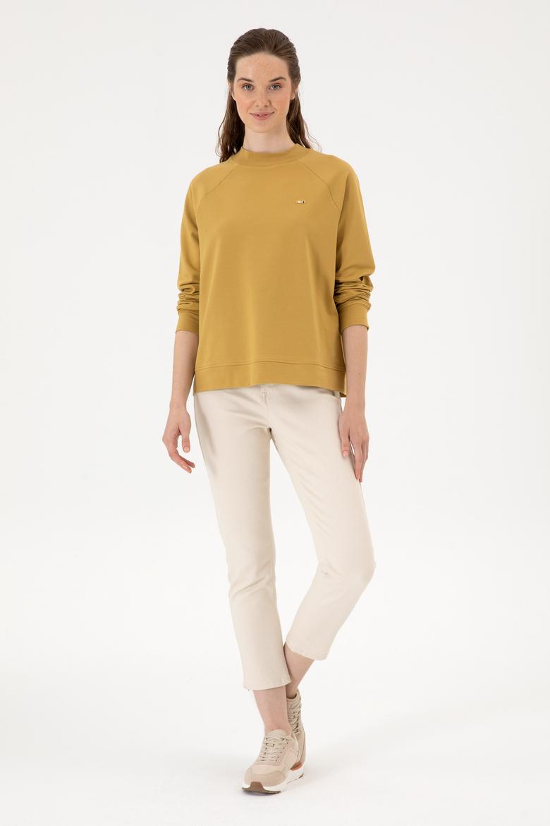 Kadın Camel Regular Bisiklet Yaka Basic Sweatshırt - 50313610061