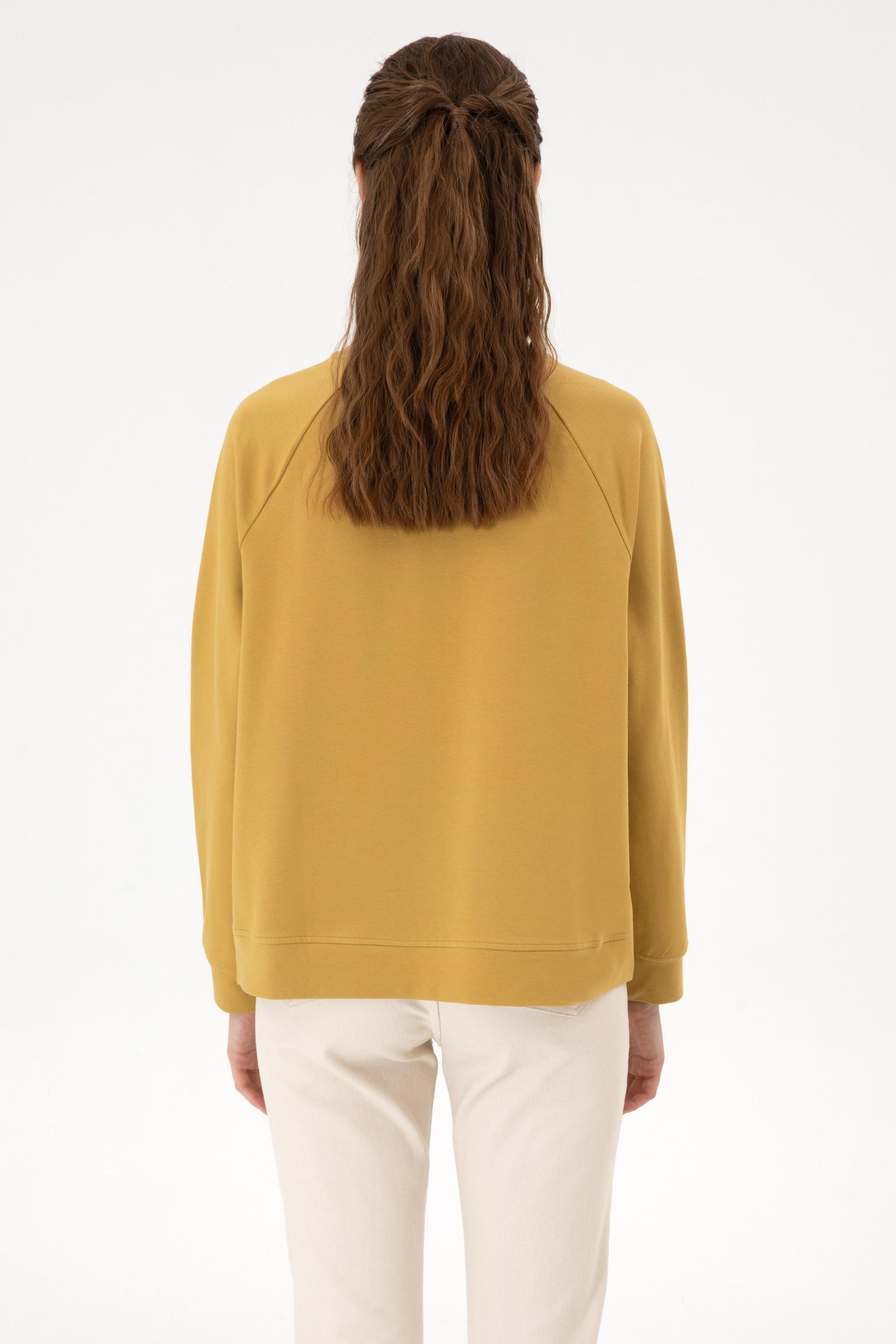 Kadın Camel Regular Bisiklet Yaka Basic Sweatshırt