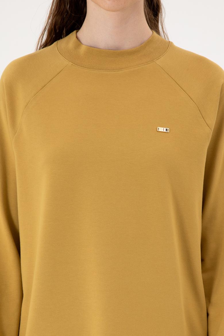 Kadın Camel Regular Bisiklet Yaka Basic Sweatshırt - 50313610061