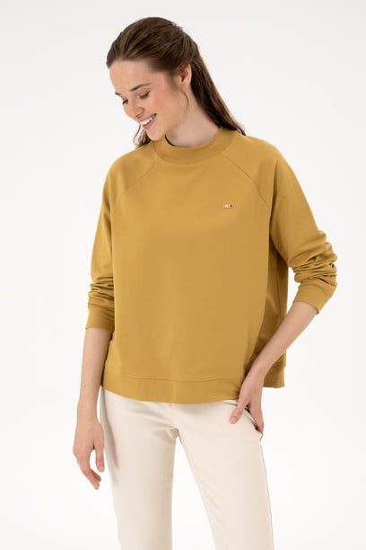 Kadın Camel Regular Bisiklet Yaka Basic Sweatshırt