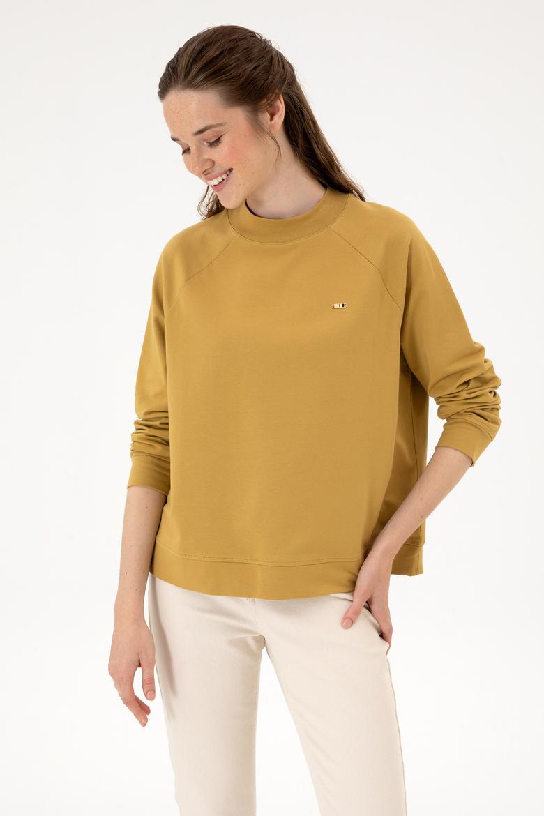 Kadın Camel Regular Bisiklet Yaka Basic Sweatshırt - 50313610061