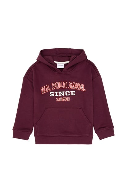 Erkek Çocuk Bordo Kapüşonlu Sweatshirt