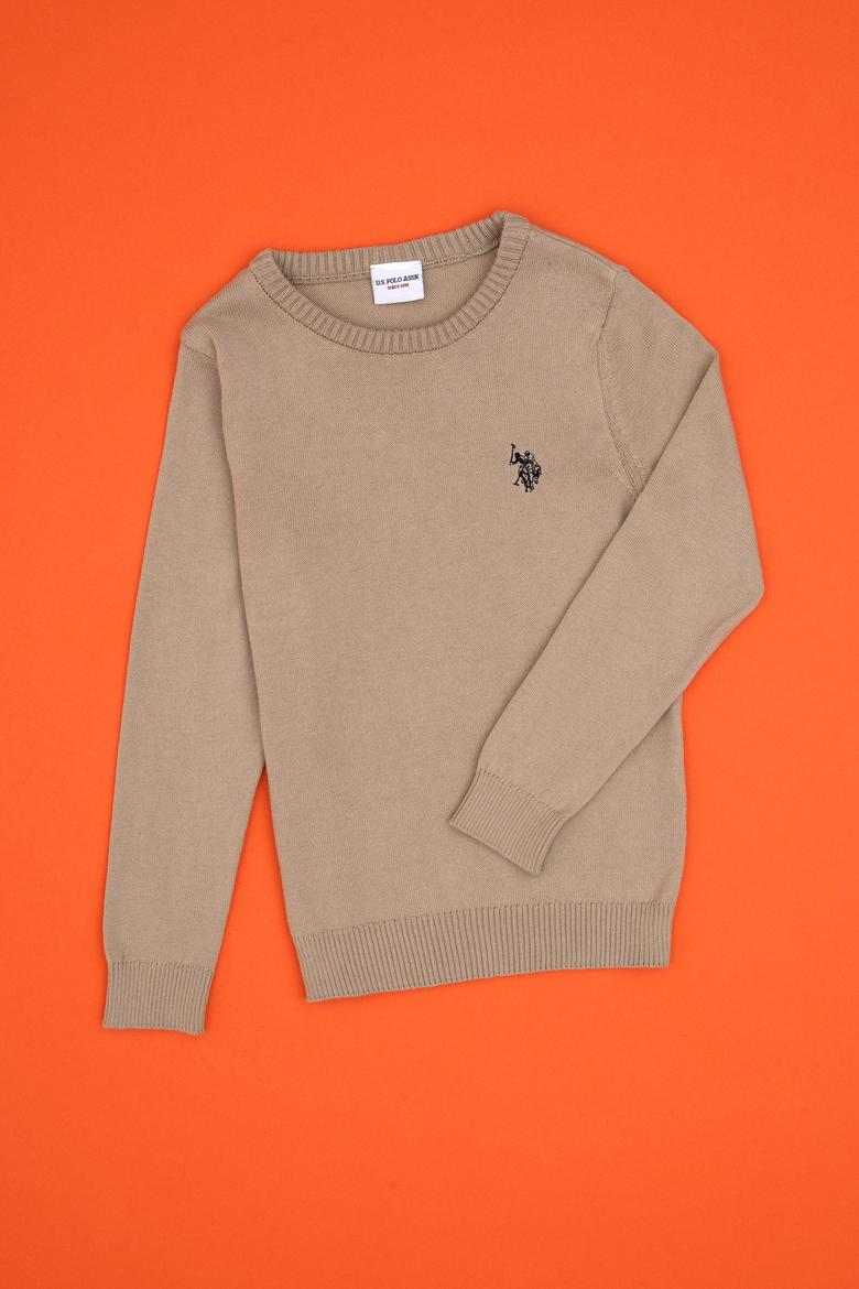 Erkek Çocuk Açık Haki Basic Kazak