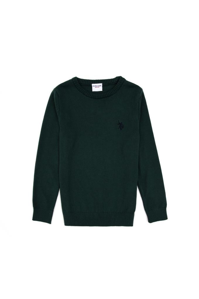 Erkek Çocuk Yeşil Bisiklet Yaka Basic Kazak