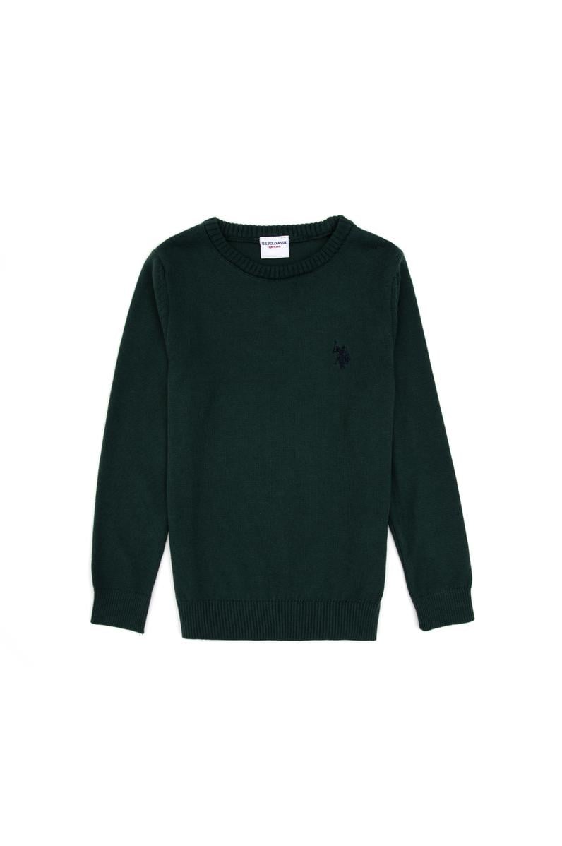 Erkek Çocuk Yeşil Bisiklet Yaka Basic Kazak