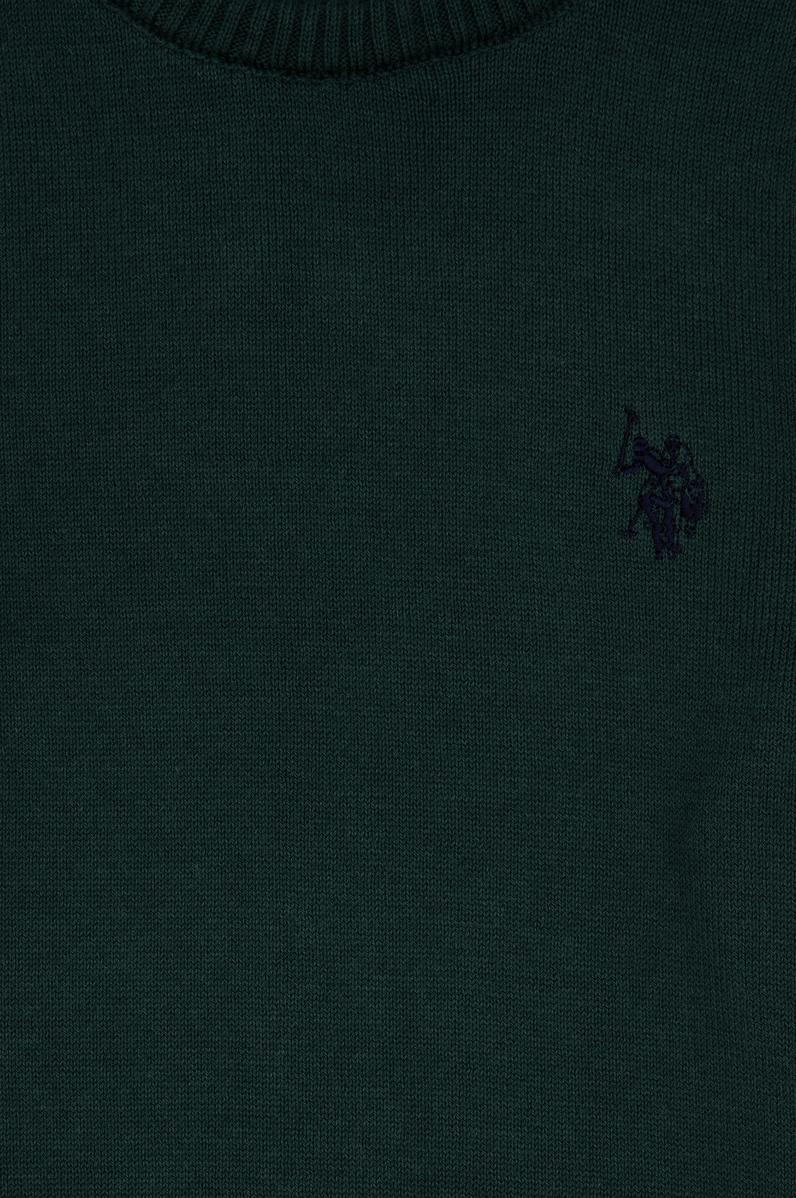 Erkek Çocuk Yeşil Bisiklet Yaka Basic Kazak