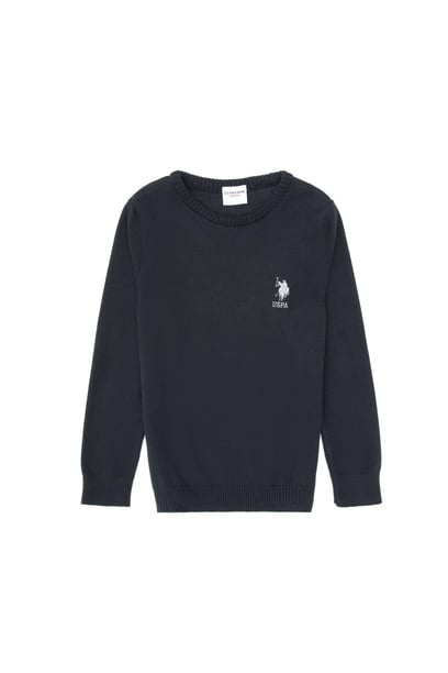 Erkek Çocuk Lacivert Bisiklet Yaka Basic Kazak