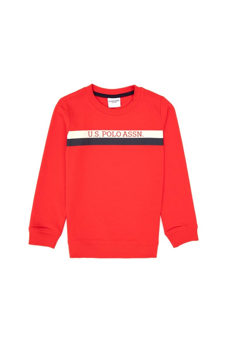 Erkek Çocuk Kırmızı Basic Bisiklet Yaka Sweatshirt