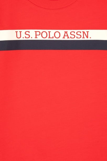 Erkek Çocuk Kırmızı Basic Bisiklet Yaka Sweatshirt