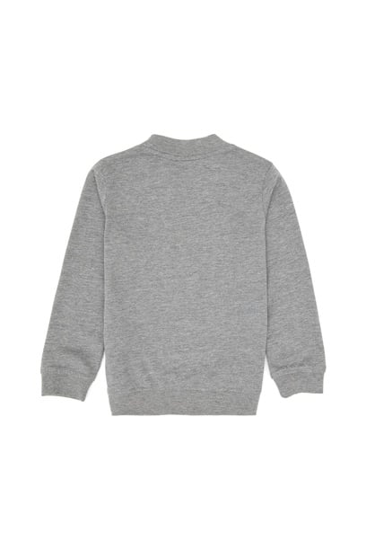 Erkek Çocuk Gri Melanj Basic Bisiklet Yaka Sweatshirt