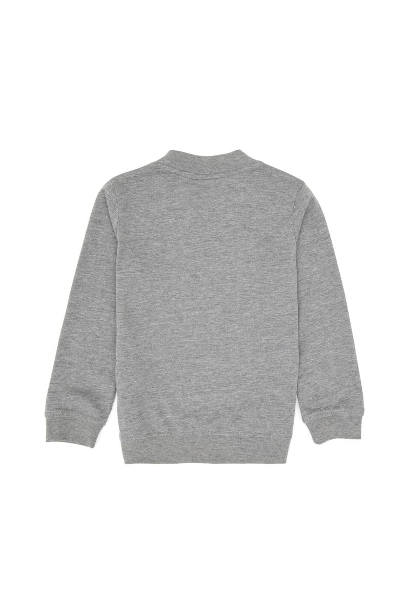 Erkek Çocuk Gri Melanj Basic Bisiklet Yaka Sweatshirt