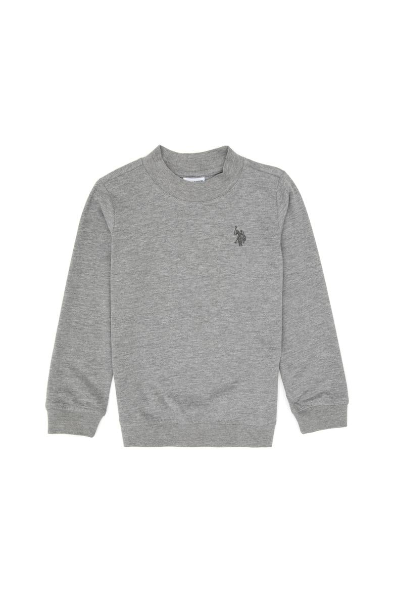 Erkek Çocuk Gri Melanj Basic Bisiklet Yaka Sweatshirt