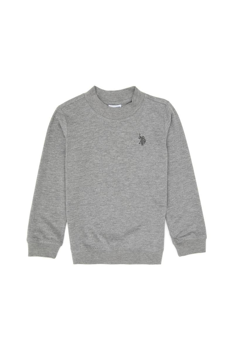 Erkek Çocuk Gri Melanj Basic Bisiklet Yaka Sweatshirt