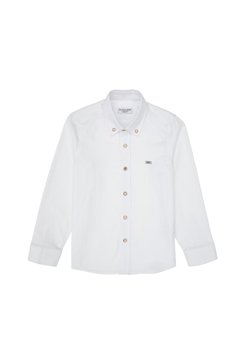 Erkek Çocuk Beyaz Uzun Kollu Basic Gömlek