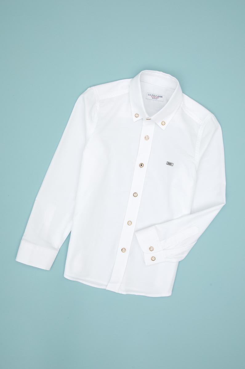 Erkek Çocuk Beyaz Uzun Kollu Basic Gömlek