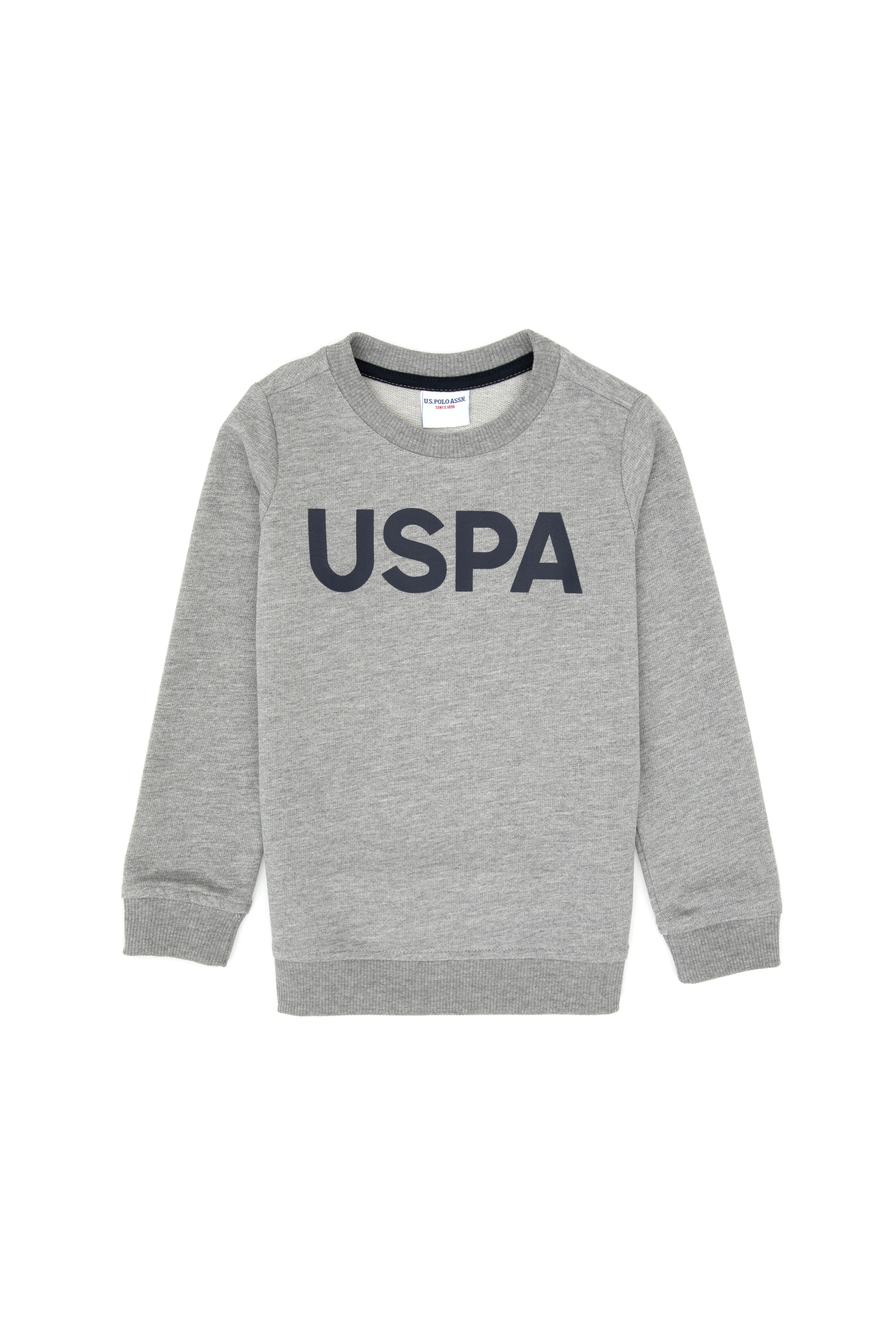 Erkek Çocuk Gri Melanj Basic Bisiklet Yaka Sweatshirt - Image 1