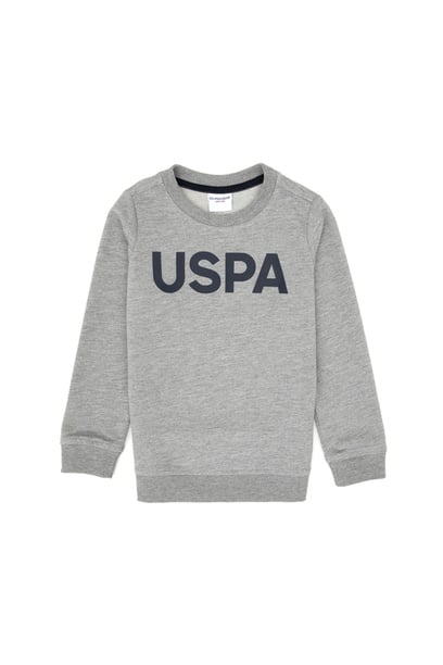 Erkek Çocuk Gri Melanj Basic Bisiklet Yaka Sweatshirt