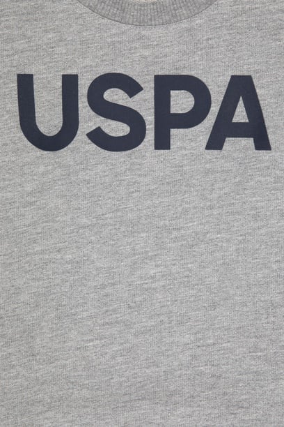 Erkek Çocuk Gri Melanj Basic Bisiklet Yaka Sweatshirt