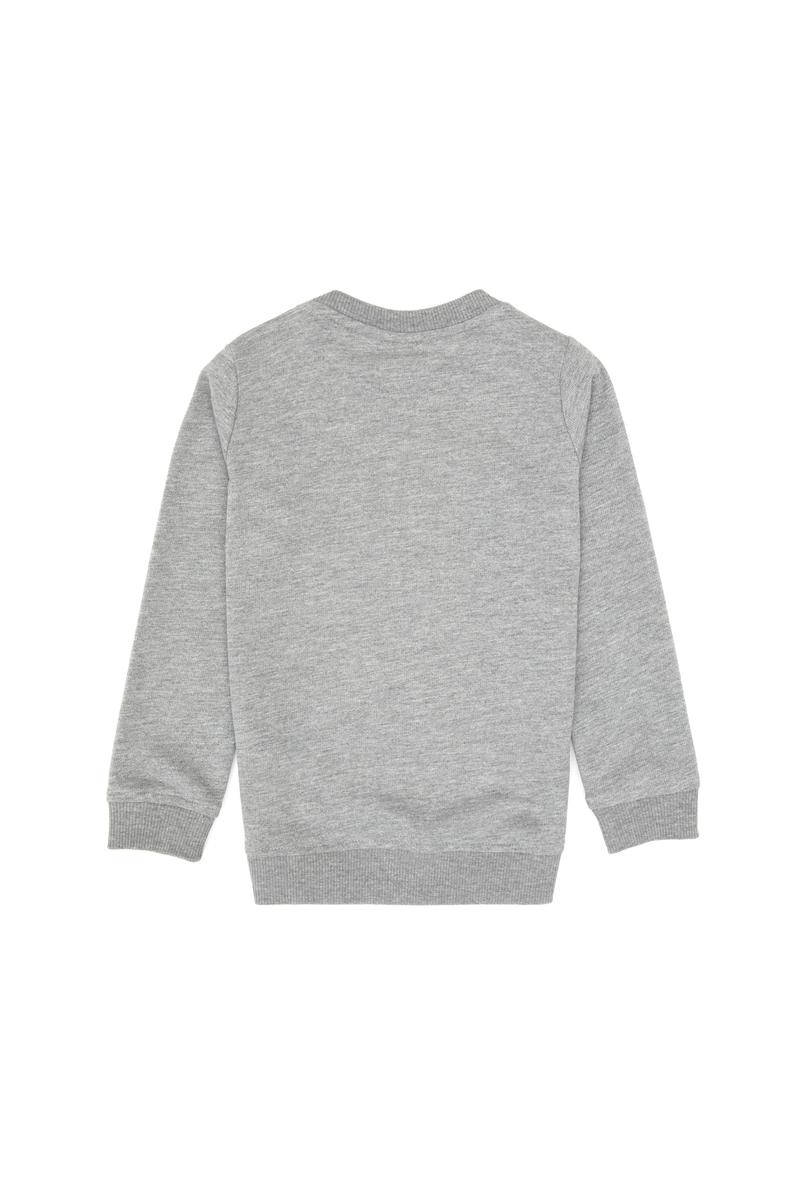 Erkek Çocuk Gri Melanj Basic Bisiklet Yaka Sweatshirt