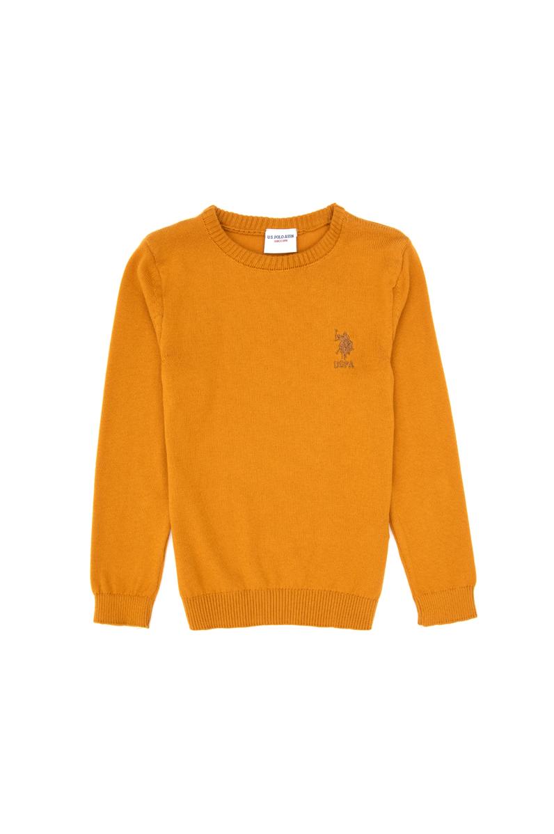 Erkek Çocuk Hardal Bisiklet Yaka Basic Kazak