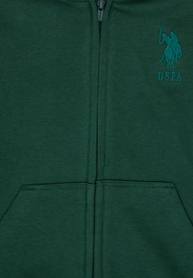 Erkek Çocuk Koyu Yeşil Basic Kapüşonlu Sweatshirt - 50308439046