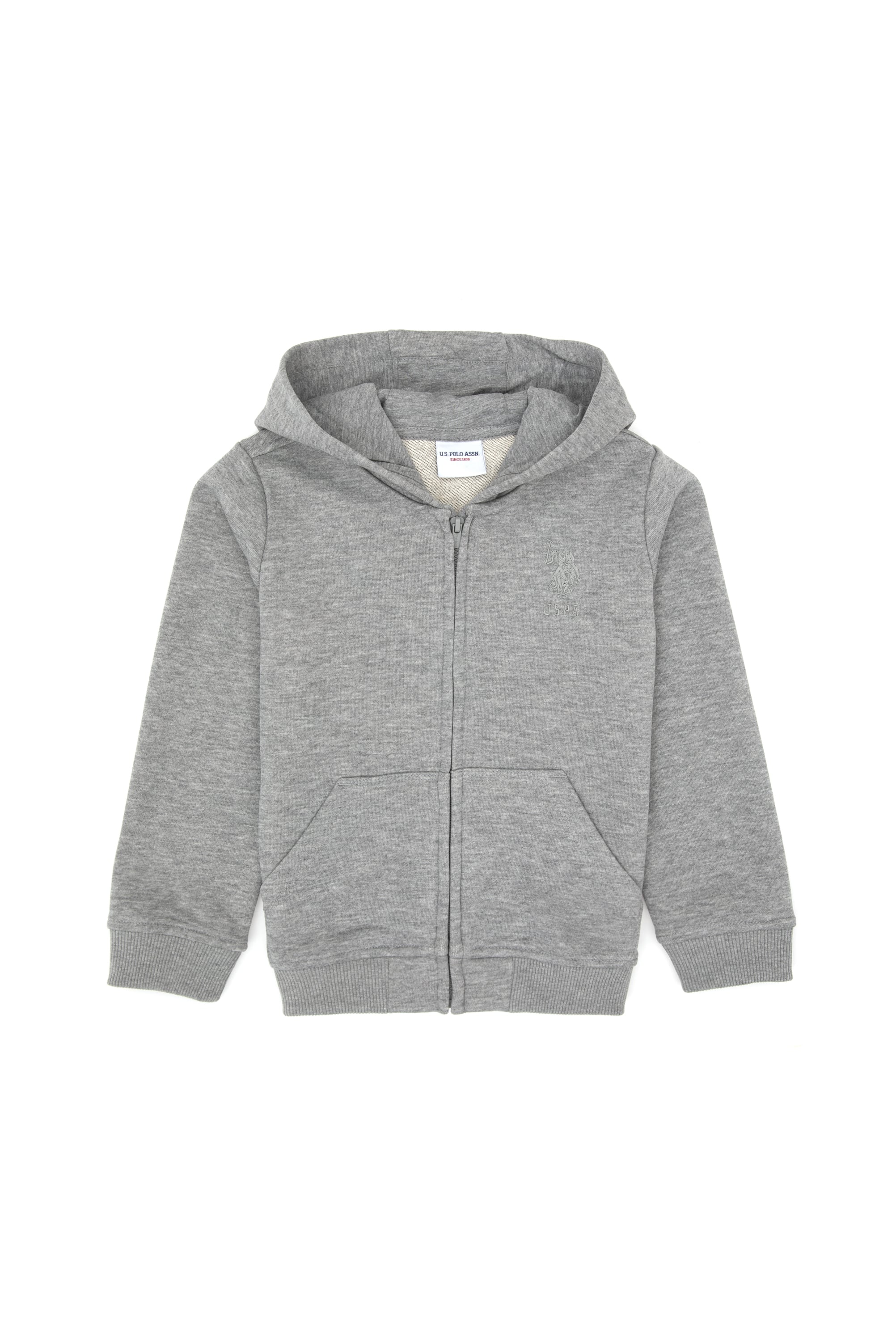 Erkek Çocuk Gri Melanj Basic Kapüşonlu Sweatshirt