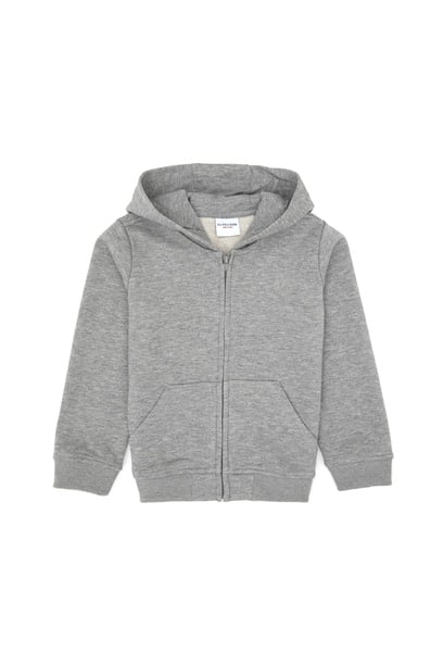 Erkek Çocuk Gri Melanj Basic Kapüşonlu Sweatshirt