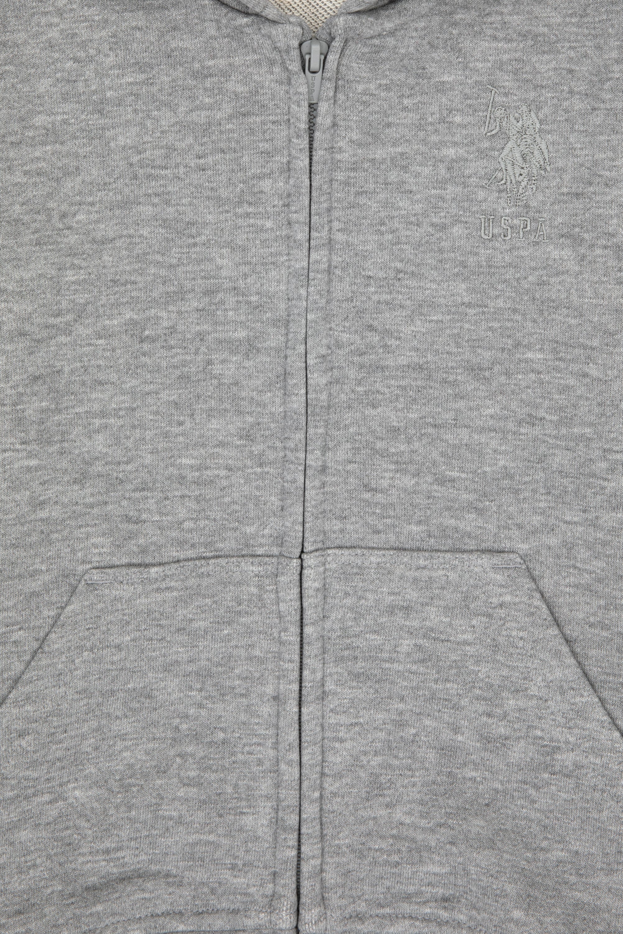 Erkek Çocuk Gri Melanj Basic Kapüşonlu Sweatshirt - Image 3