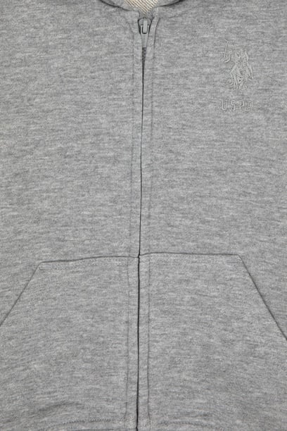 Erkek Çocuk Gri Melanj Basic Kapüşonlu Sweatshirt