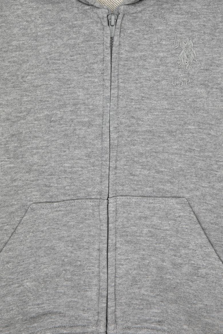 Erkek Çocuk Gri Melanj Basic Kapüşonlu Sweatshirt - 50308439028