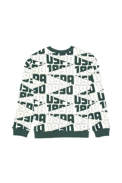 Erkek Çocuk Koyu Yeşil Bisiklet Yaka Sweatshirt