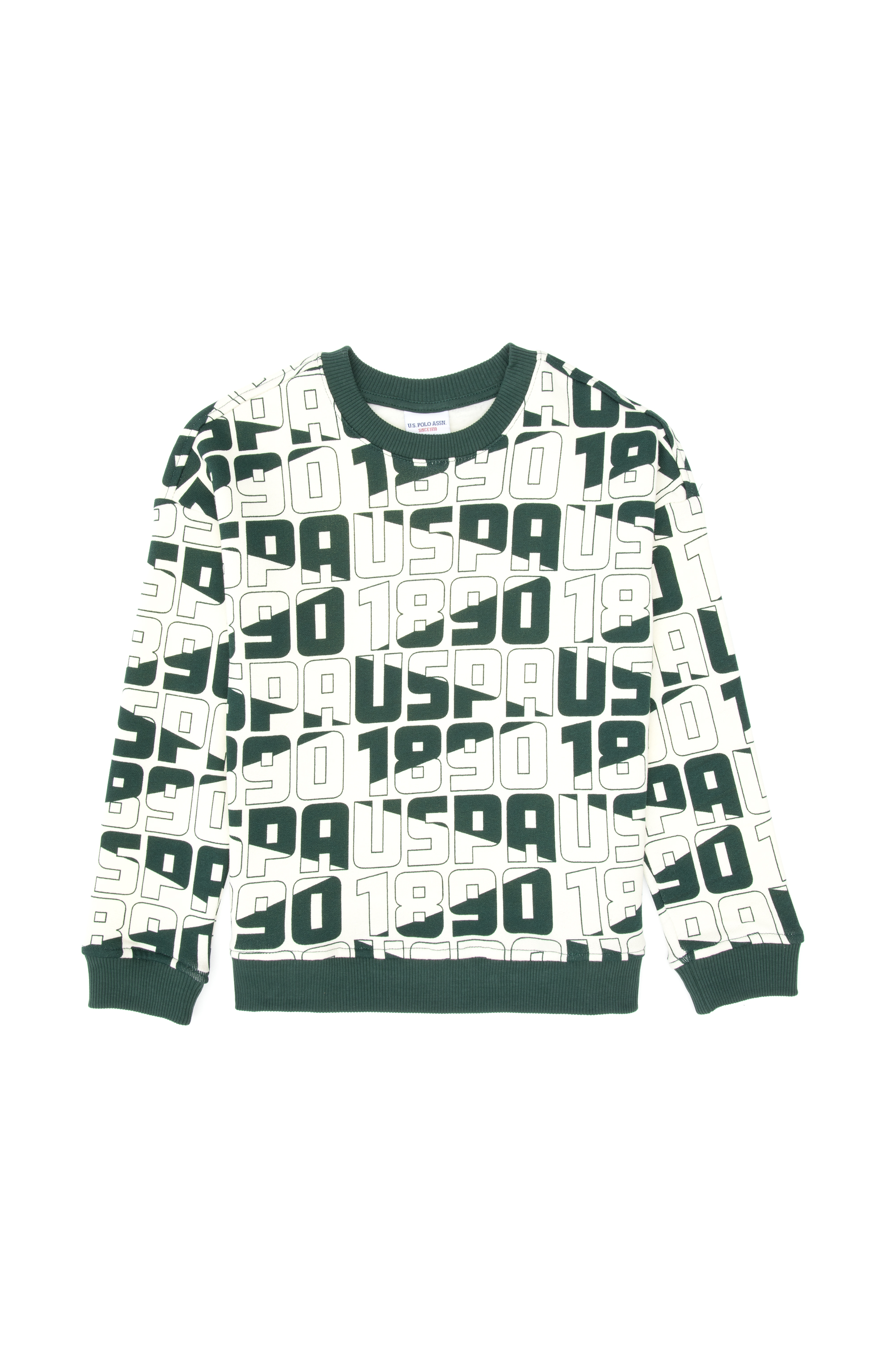 Erkek Çocuk Koyu Yeşil Bisiklet Yaka Sweatshirt - Image 2