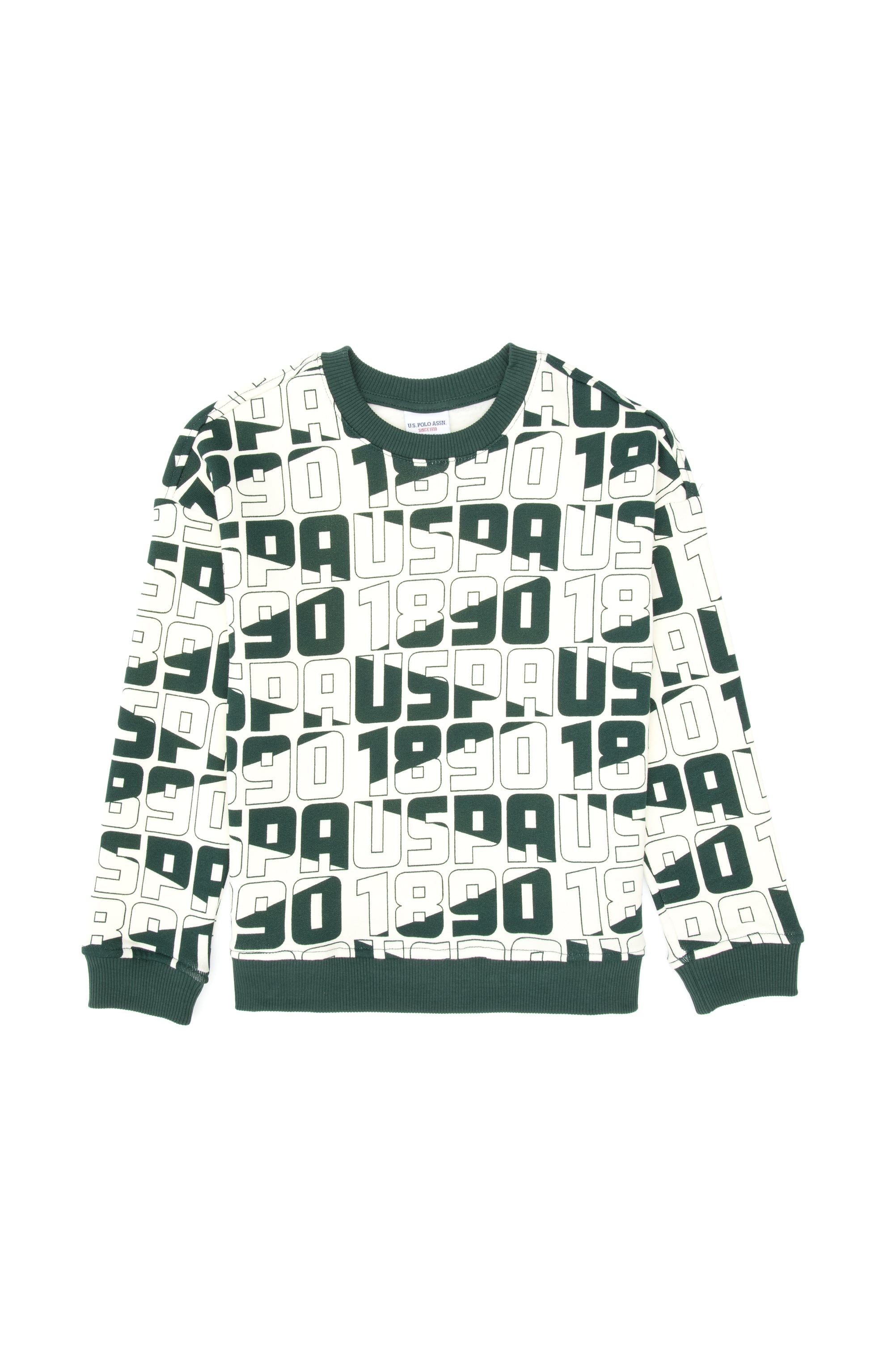 Erkek Çocuk Koyu Yeşil Bisiklet Yaka Sweatshirt