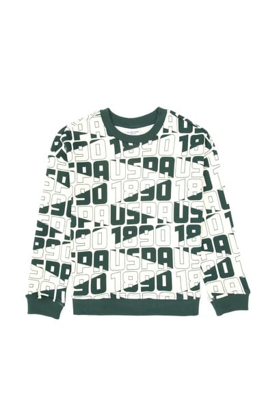 Erkek Çocuk Koyu Yeşil Bisiklet Yaka Sweatshirt