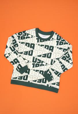 Erkek Çocuk Koyu Yeşil Bisiklet Yaka Sweatshirt - 50308571032