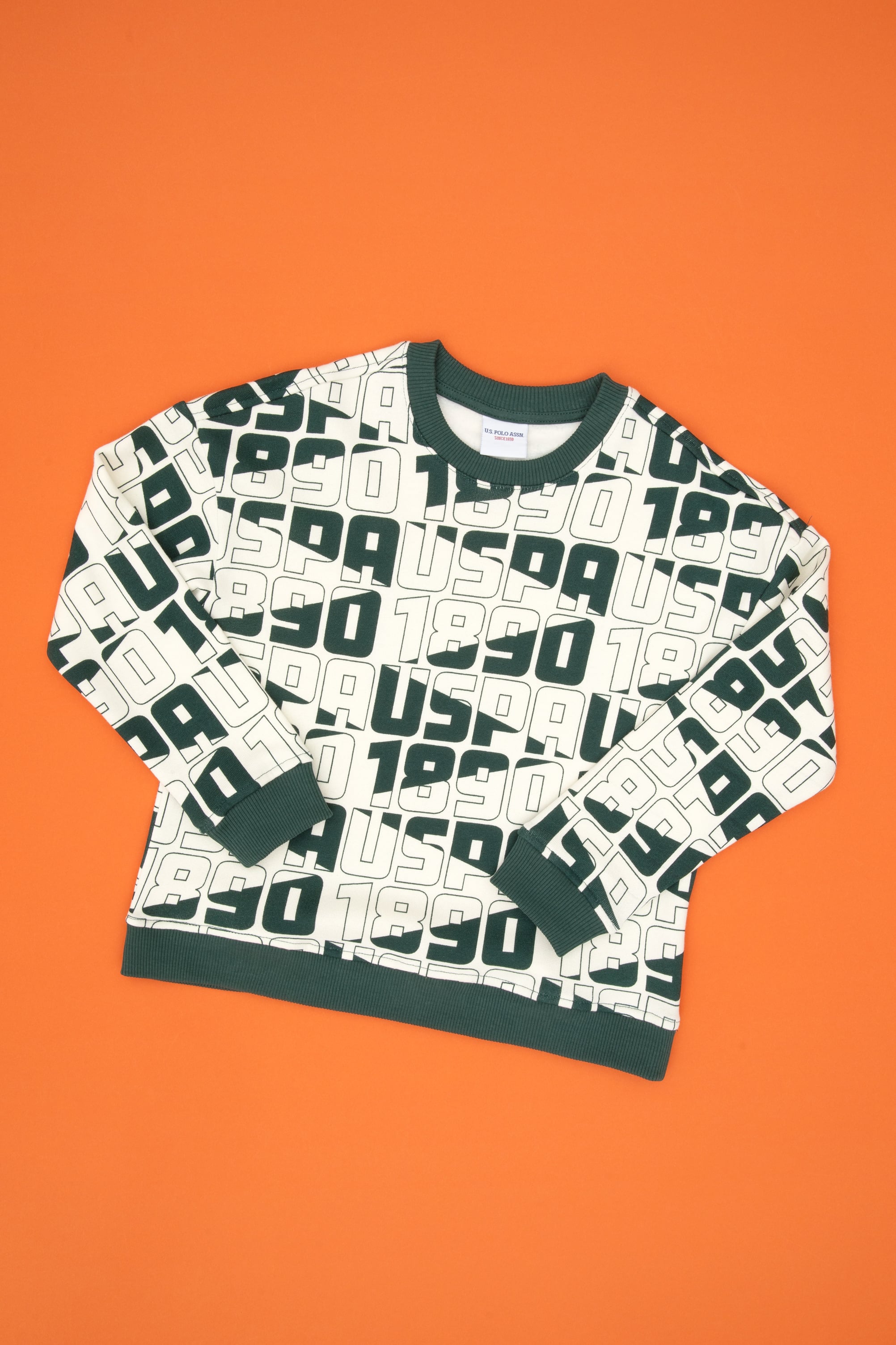 Erkek Çocuk Koyu Yeşil Bisiklet Yaka Sweatshirt - Image 1