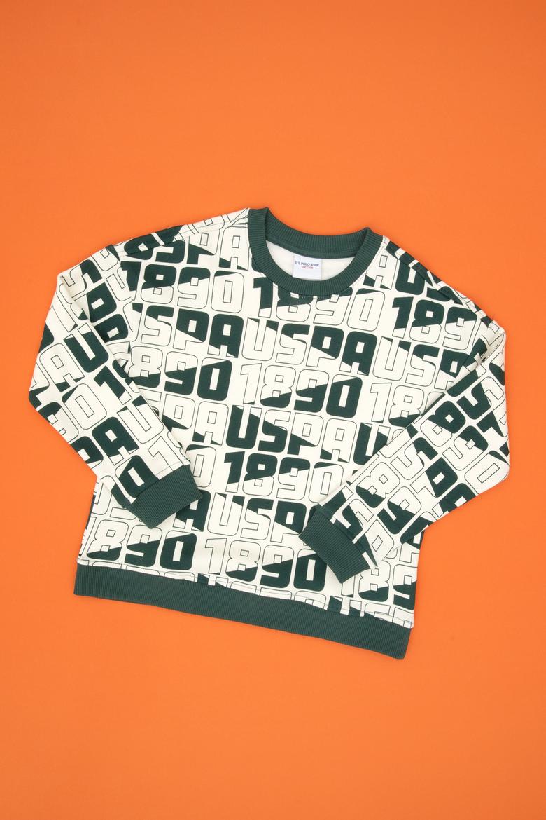 Erkek Çocuk Koyu Yeşil Bisiklet Yaka Sweatshirt