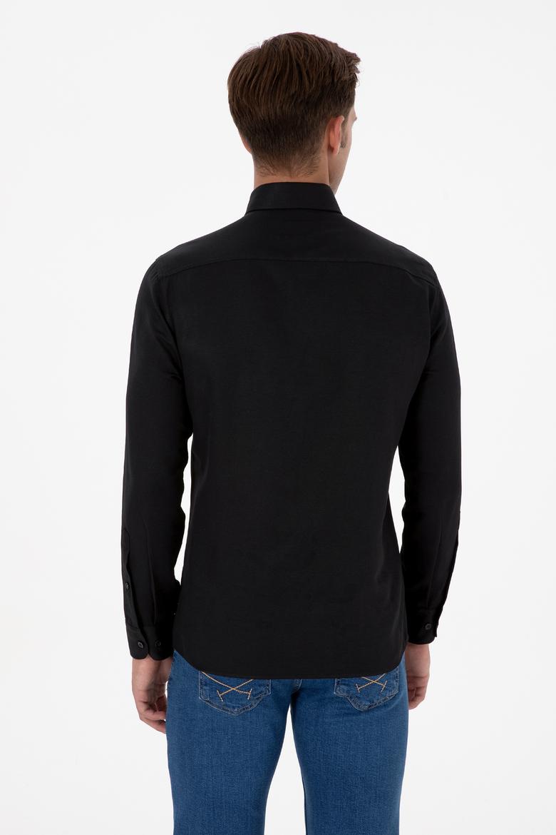 Erkek Siyah Uzun Kollu Basic Gömlek - 50307693060