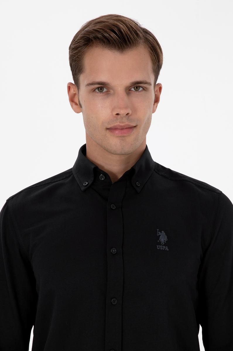 Erkek Siyah Uzun Kollu Basic Gömlek