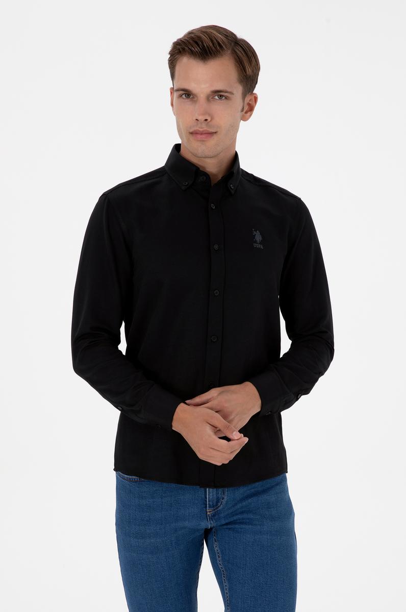 Erkek Siyah Uzun Kollu Basic Gömlek