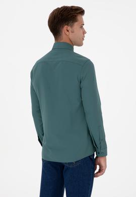Erkek Koyu Yeşil Uzun Kollu Basic Gömlek - 50307701087