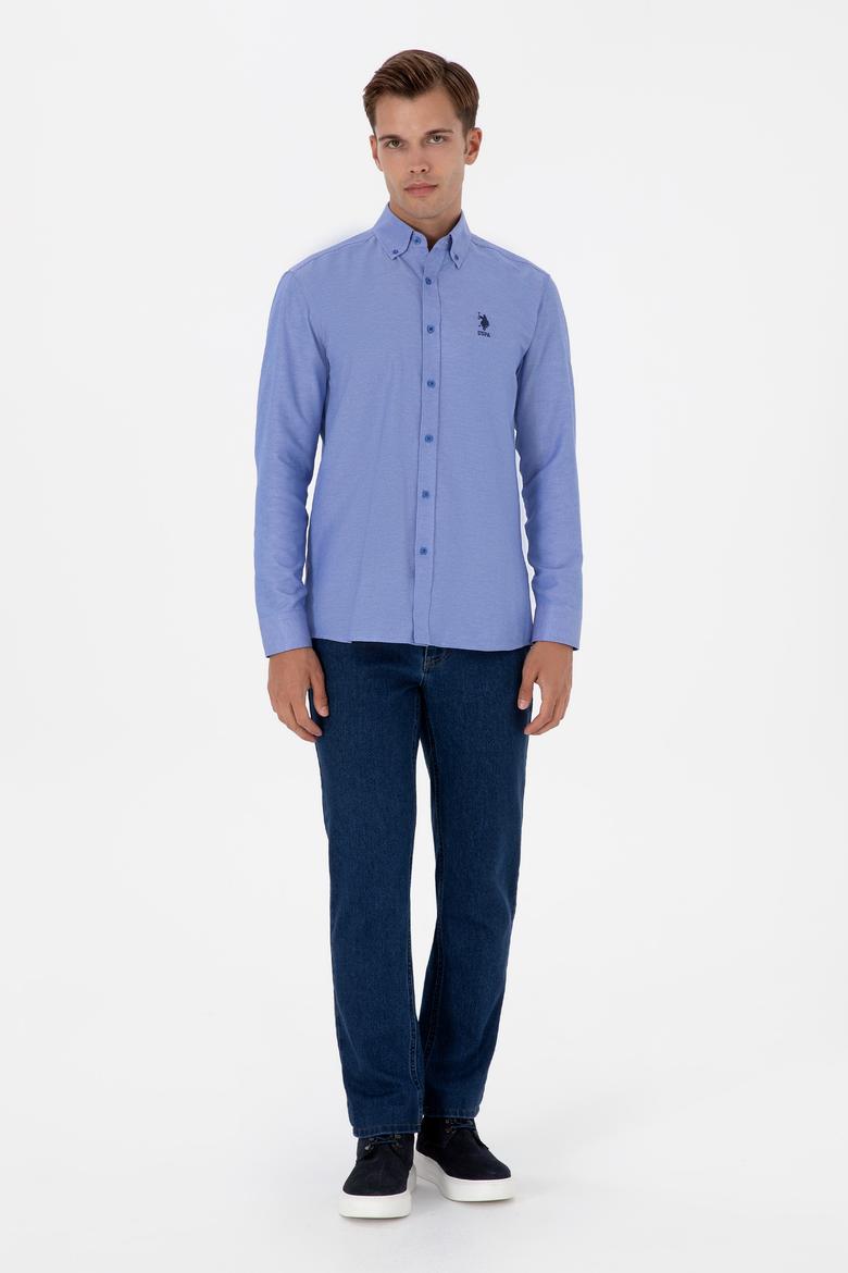 Erkek Mavi Uzun Kollu Basic Gömlek - 50307668120