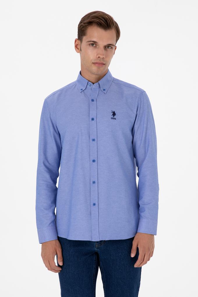 Erkek Mavi Uzun Kollu Basic Gömlek