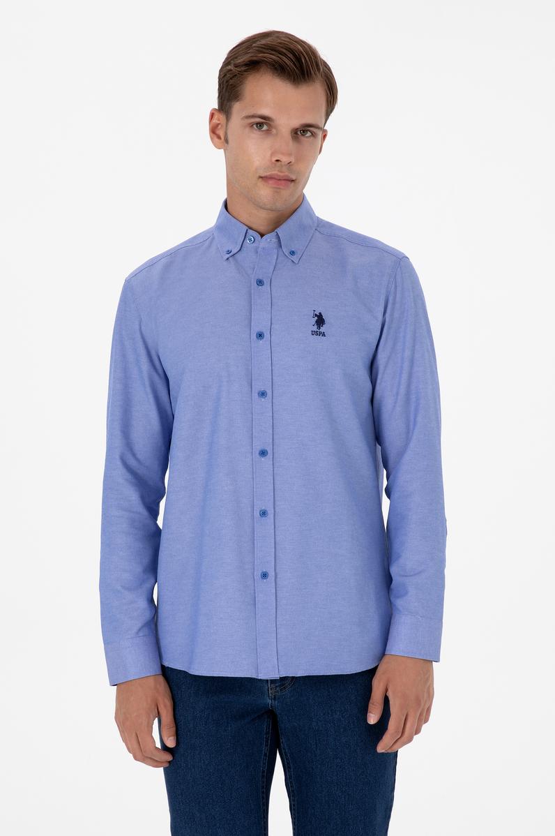 Erkek Mavi Uzun Kollu Basic Gömlek