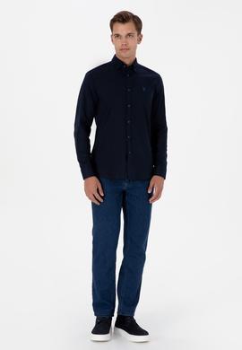 Erkek Lacivert Uzun Kollu Basic Gömlek - 50307674024